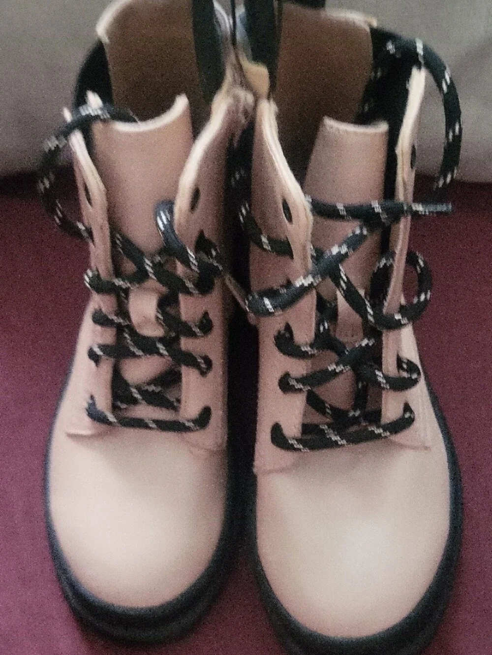 Kids Lace-Up Ankle Boots in Blush Pink